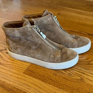 Frye Tan Ankle Boots Suede with zipper